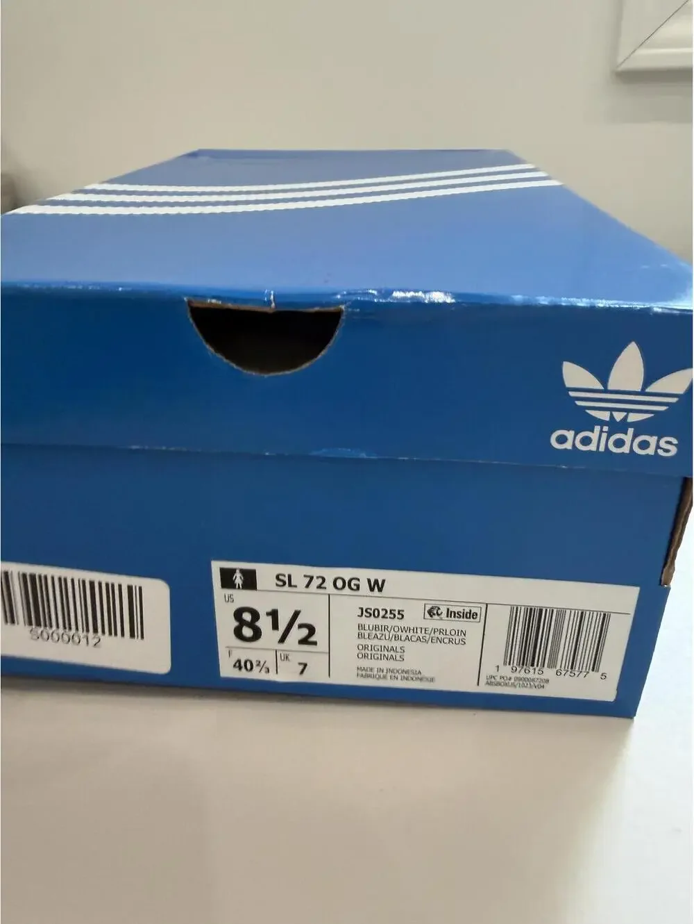 adidas Retro Blue White Suede Nylon Sneakers with Box SL 72 OG 8.5